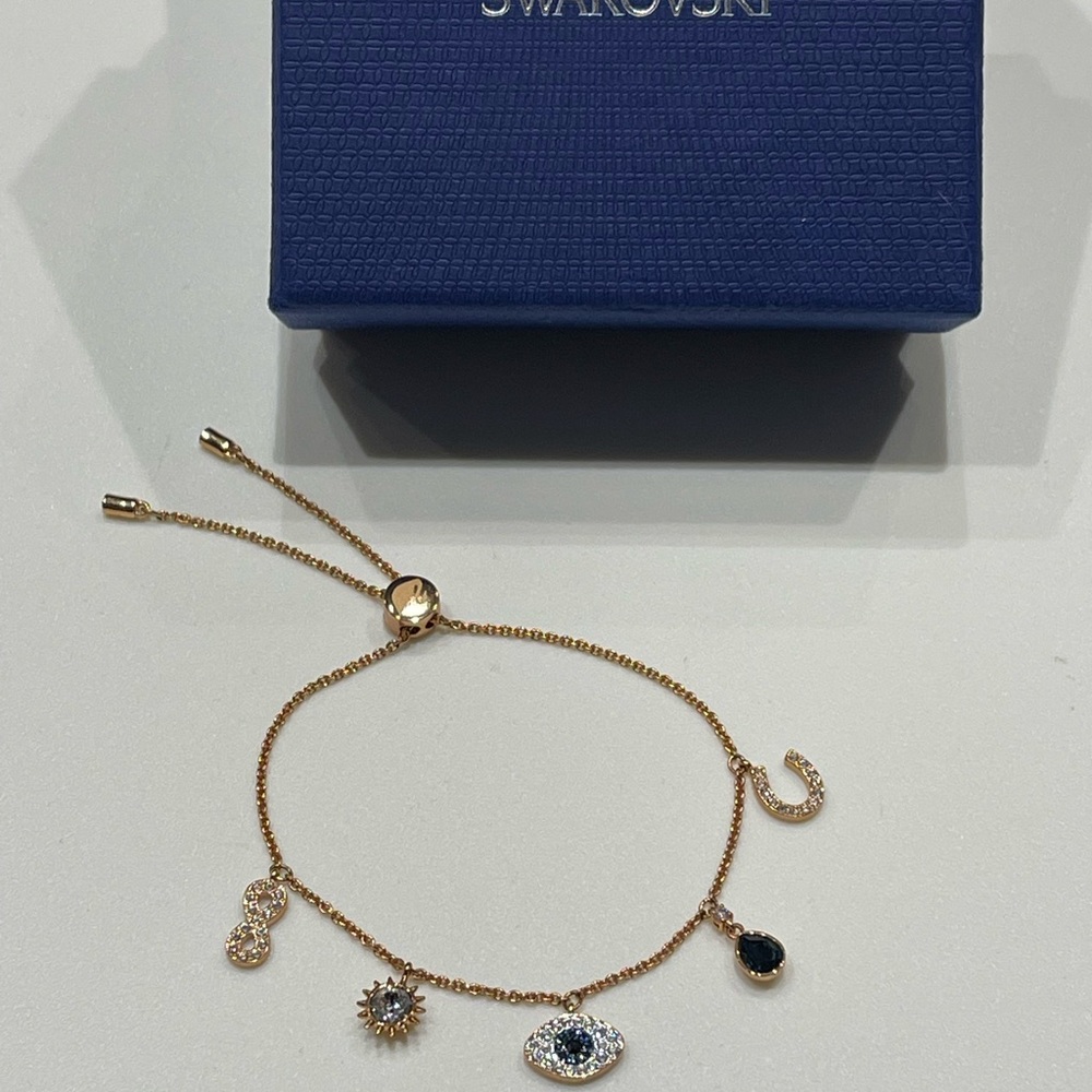 Swarovski Infinity, Evil Eye and Horseshoe Charm Bracelet
